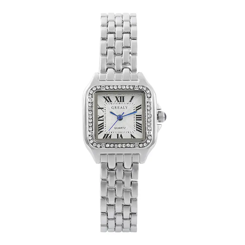 Women's Square Diamond Watch Gold Silver Quartz Band - Image 2