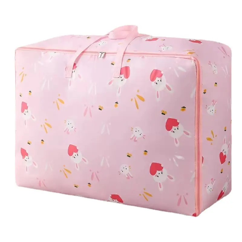 Pink Quilted Zipper Storage Bag for Moving Clothes - Image 10