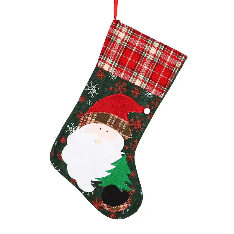 Christmas Plaid Socks Santa Claus Snowman Decor - Image 2
