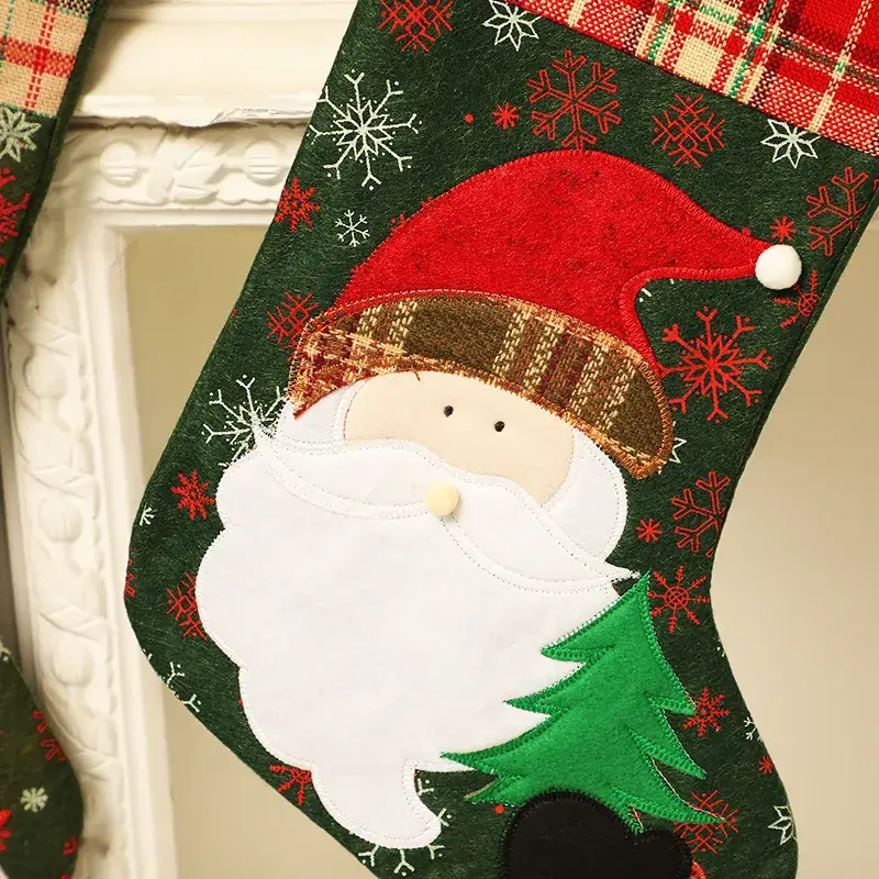 Christmas Plaid Socks Santa Claus Snowman Decor - Image 3