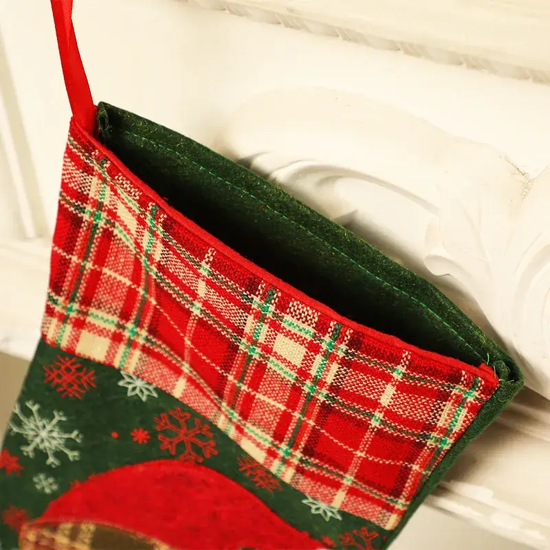 Christmas Plaid Socks Santa Claus Snowman Decor - Image 4