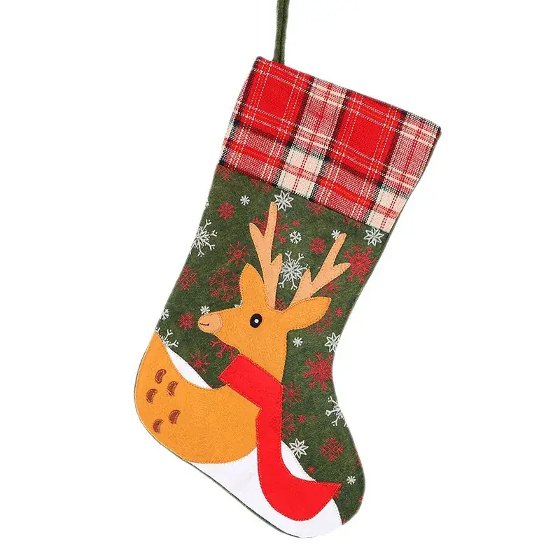 Christmas Plaid Socks Santa Claus Snowman Decor - Image 5