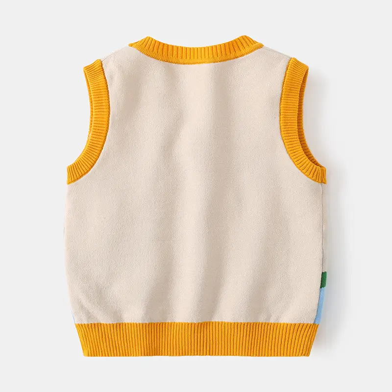 Boys Cotton Vest Yellow Orange 2023 Autumn - Image 4