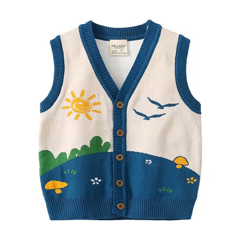 Boys Cotton Vest Yellow Orange 2023 Autumn - Image 5