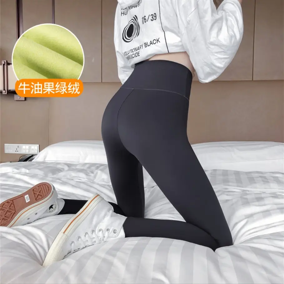 Velvet Shark Pants Women's Outerwear Autumn Winter Thickened High Waist Pressure Slim Leg Yoga Barbie Pants Women's Leggings Wholesale - Image 2