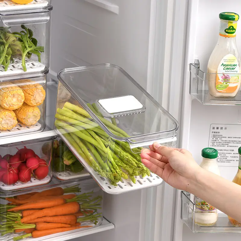 Transparent Refrigerator Storage Box with Lid for Vegetables Fruits - Image 7