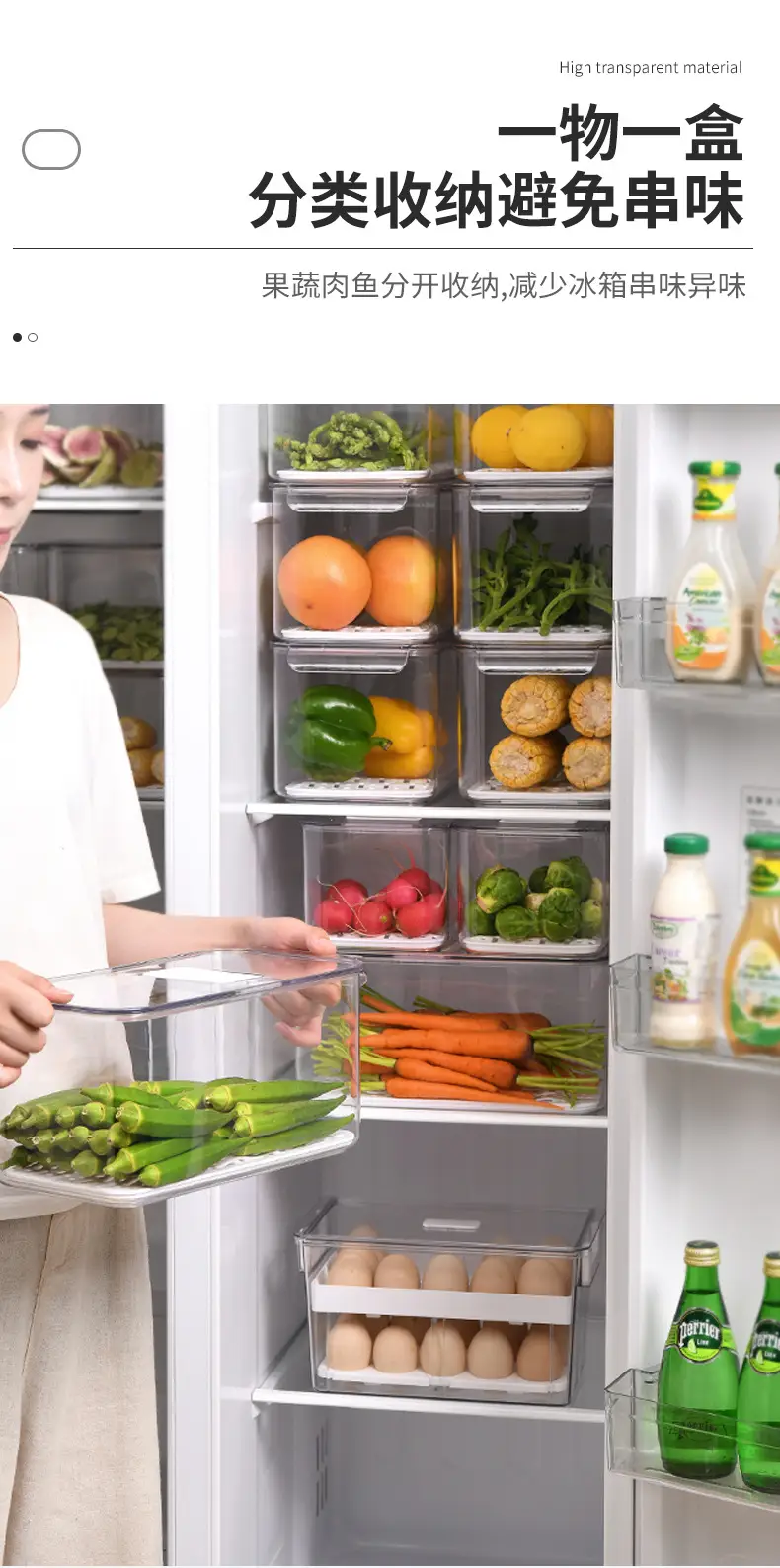 Transparent Refrigerator Storage Box with Lid for Vegetables Fruits — feature 10