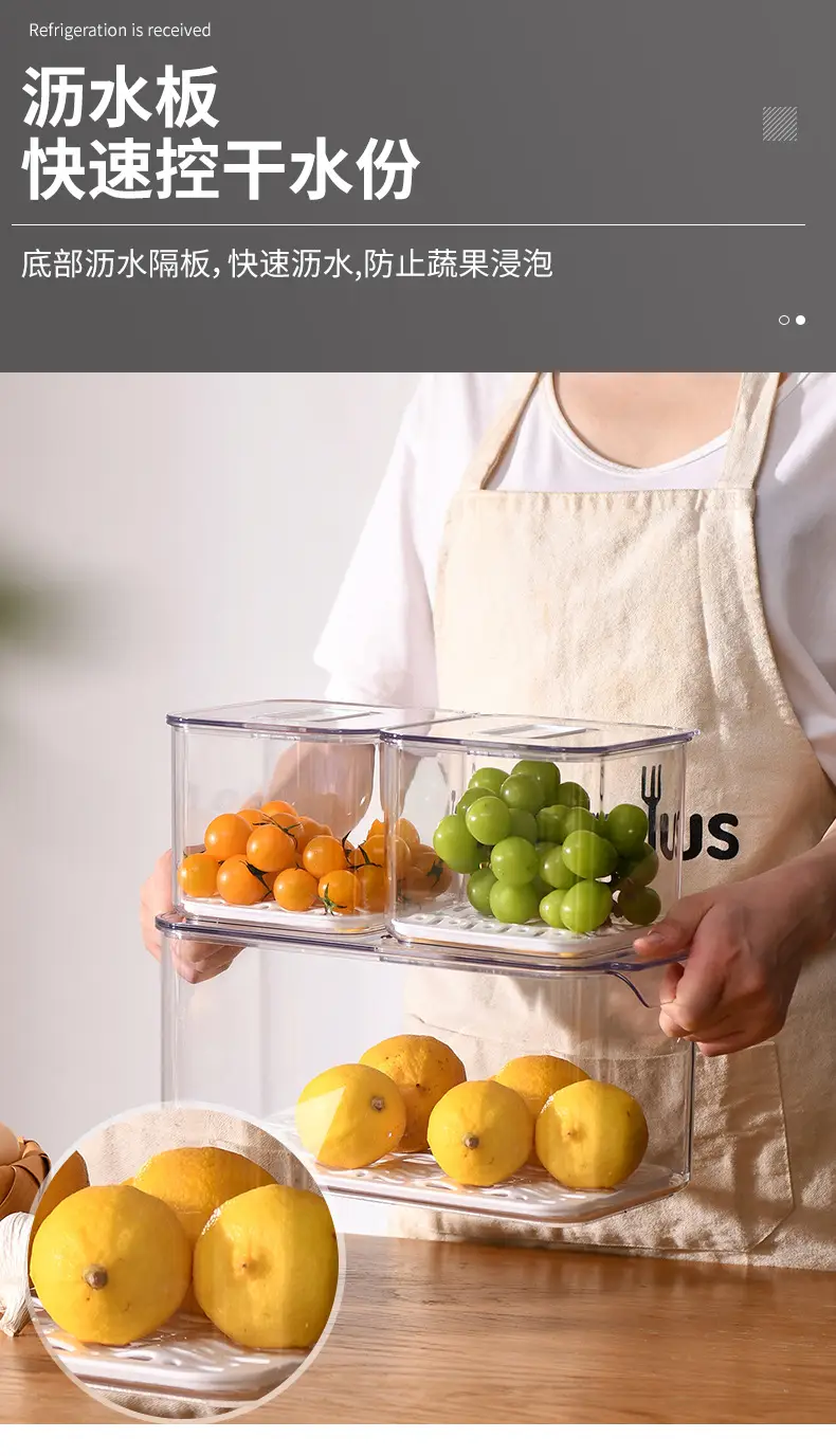 Transparent Refrigerator Storage Box with Lid for Vegetables Fruits — feature 7
