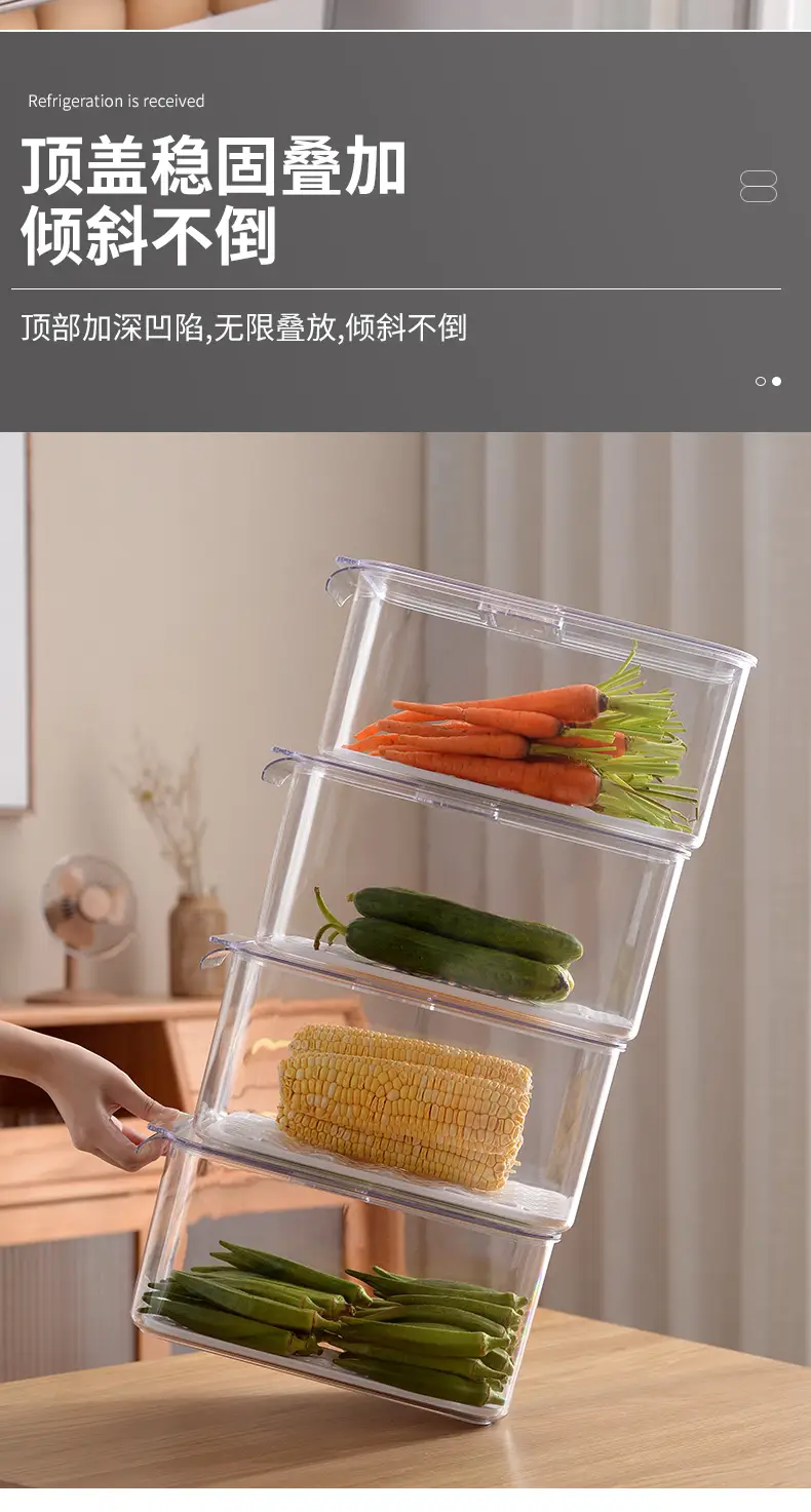 Transparent Refrigerator Storage Box with Lid for Vegetables Fruits — feature 9