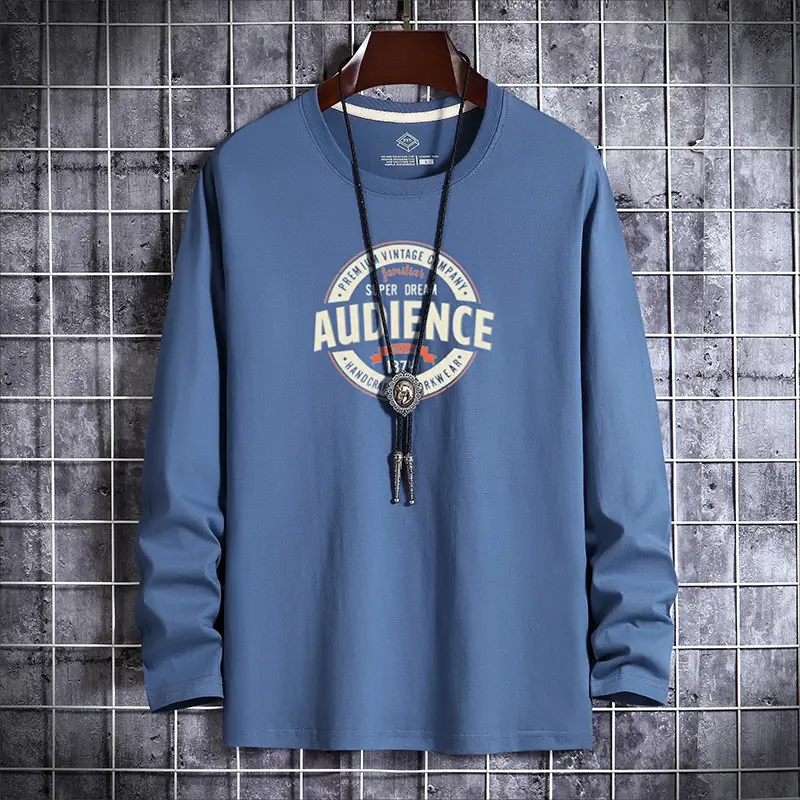 Men Grey Printed Long Sleeve T-Shirt Autumn Casual - Image 6
