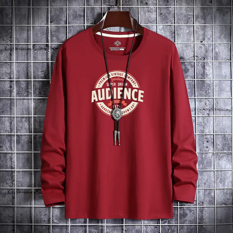 Men Grey Printed Long Sleeve T-Shirt Autumn Casual - Image 5