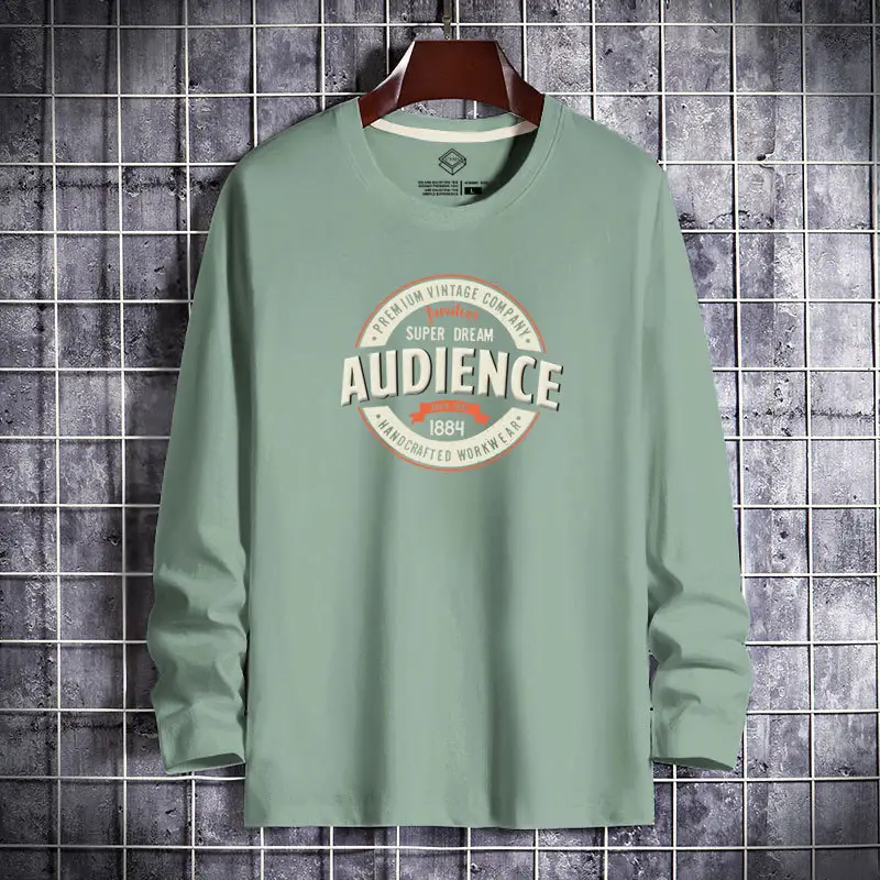 Men Grey Printed Long Sleeve T-Shirt Autumn Casual - Image 8