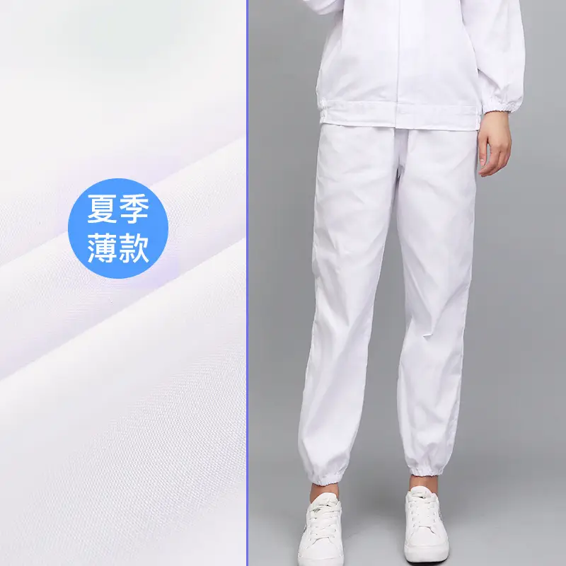 White Shrink-Fit Work Pants for Men Women