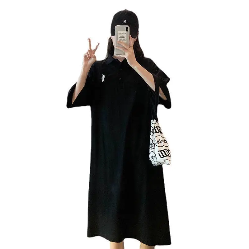 Women's White Polo Long Sleeve Casual Dress - Image 9