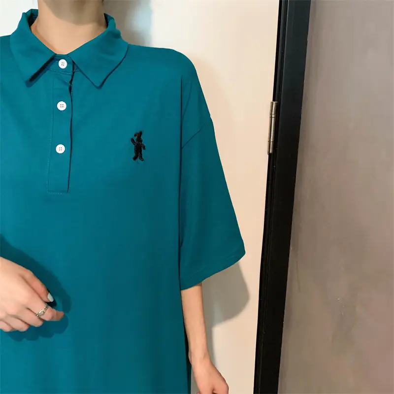 Women's White Polo Long Sleeve Casual Dress - Image 4