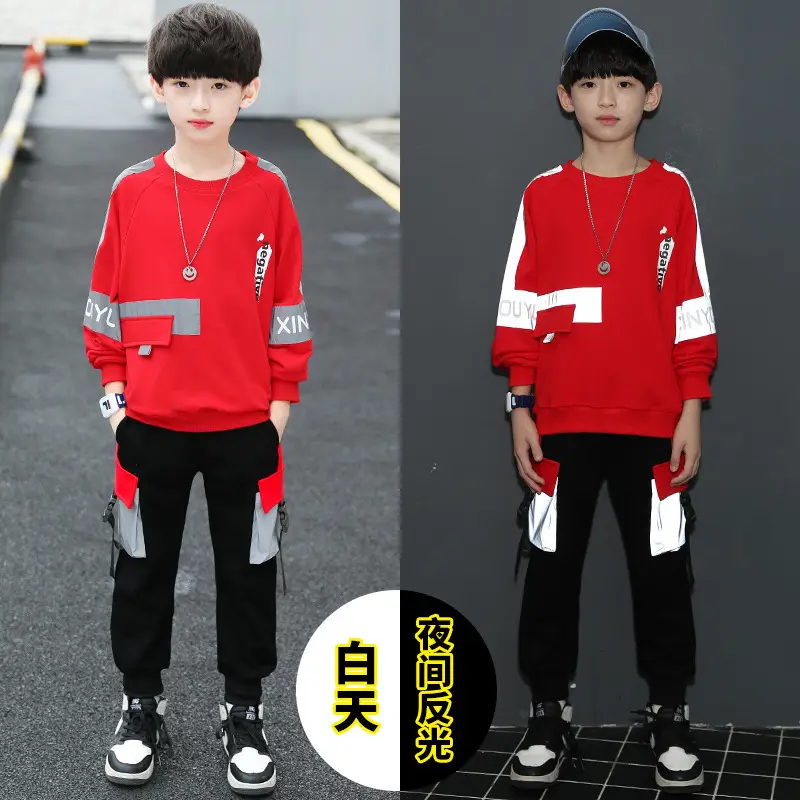 Children's Boys' Spring Suit 2021 New Arrival Boys' Big Boy's Autumn Korean Style Foreign Handsome Sweater Internet Popular Fashion
