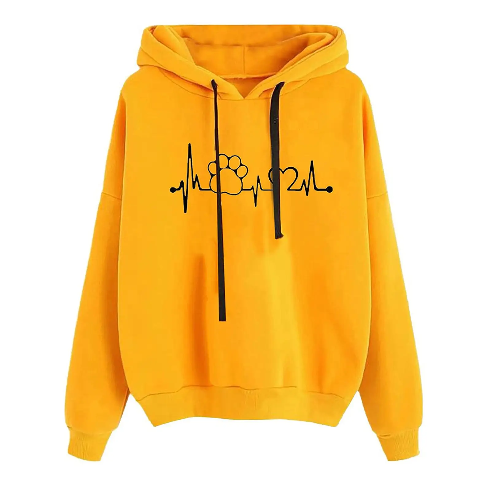 Women's Pink Heart Print Hoodie Sweatshirt - Image 32