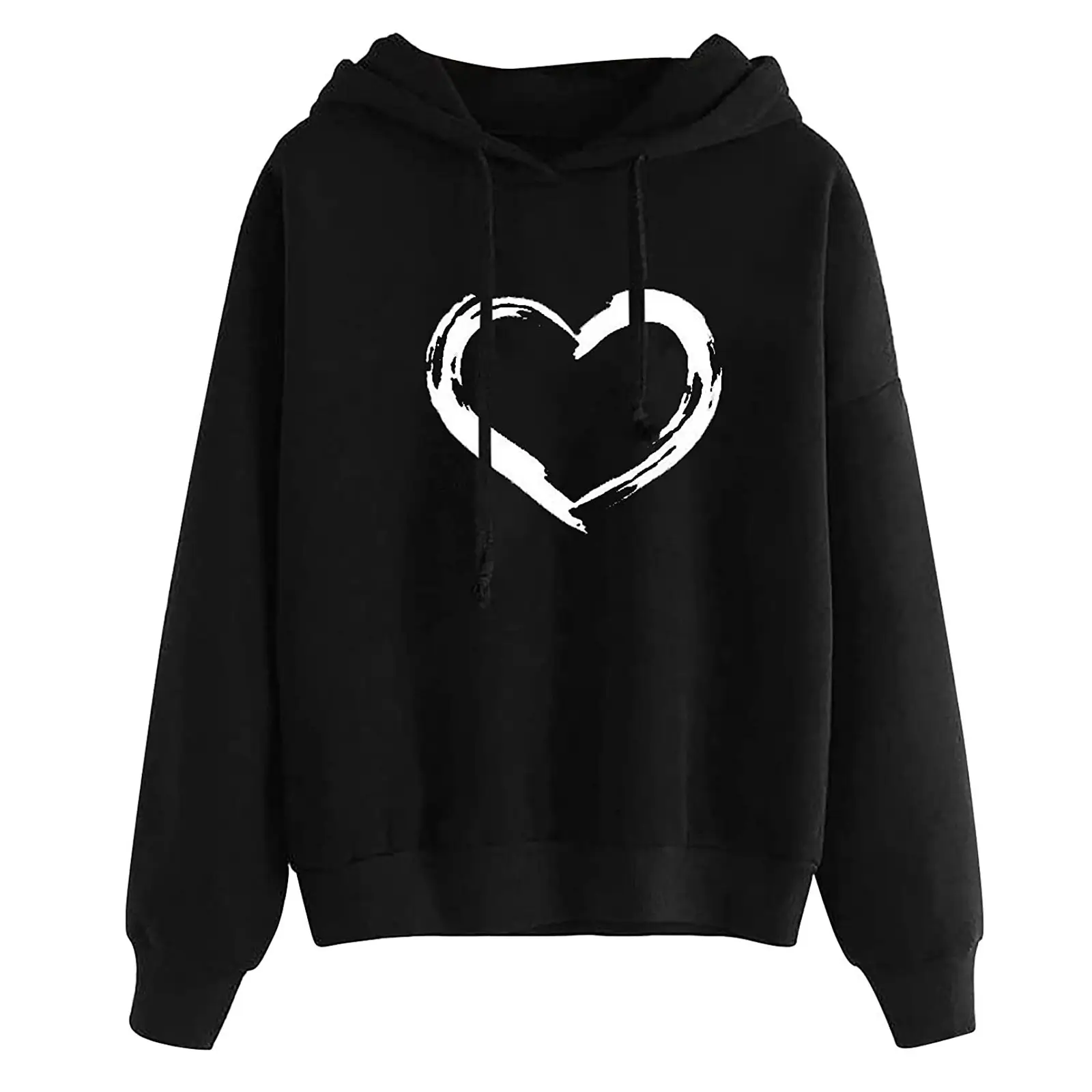 Women's Pink Heart Print Hoodie Sweatshirt - Image 16