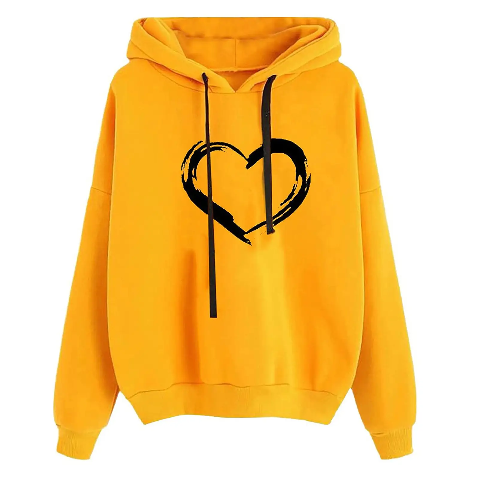 Women's Pink Heart Print Hoodie Sweatshirt - Image 18