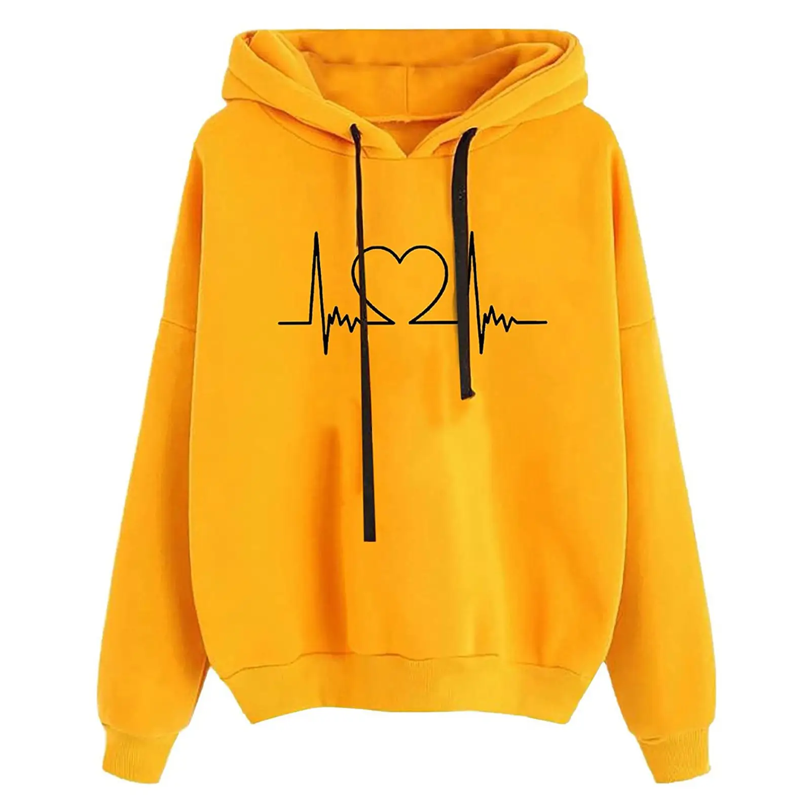 Women's Pink Heart Print Hoodie Sweatshirt - Image 21