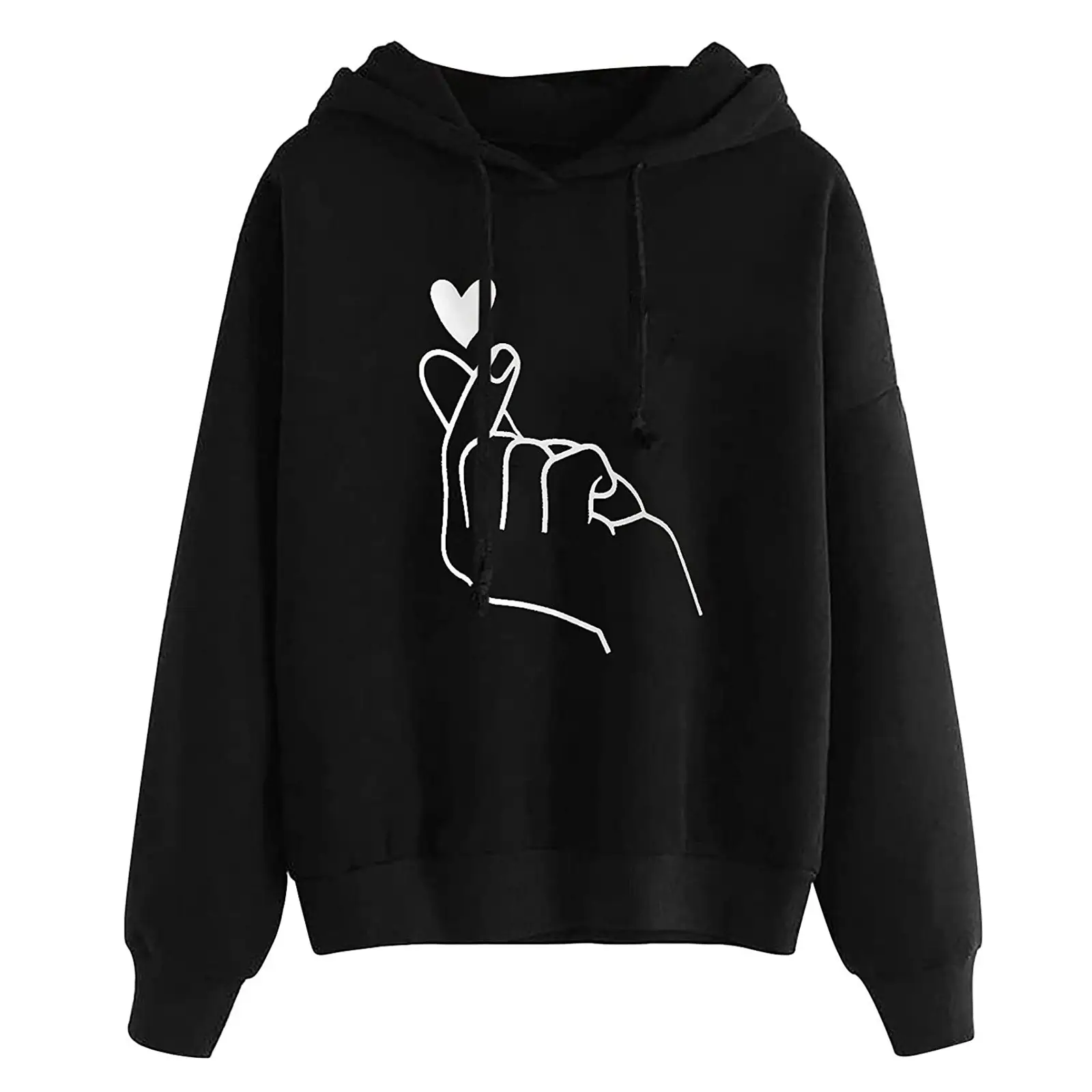 Women's Pink Heart Print Hoodie Sweatshirt - Image 22