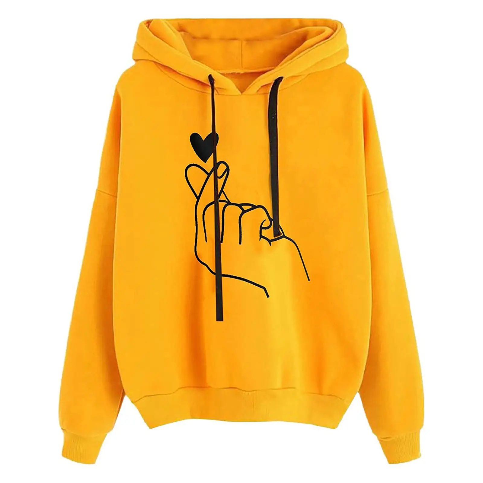 Women's Pink Heart Print Hoodie Sweatshirt - Image 24
