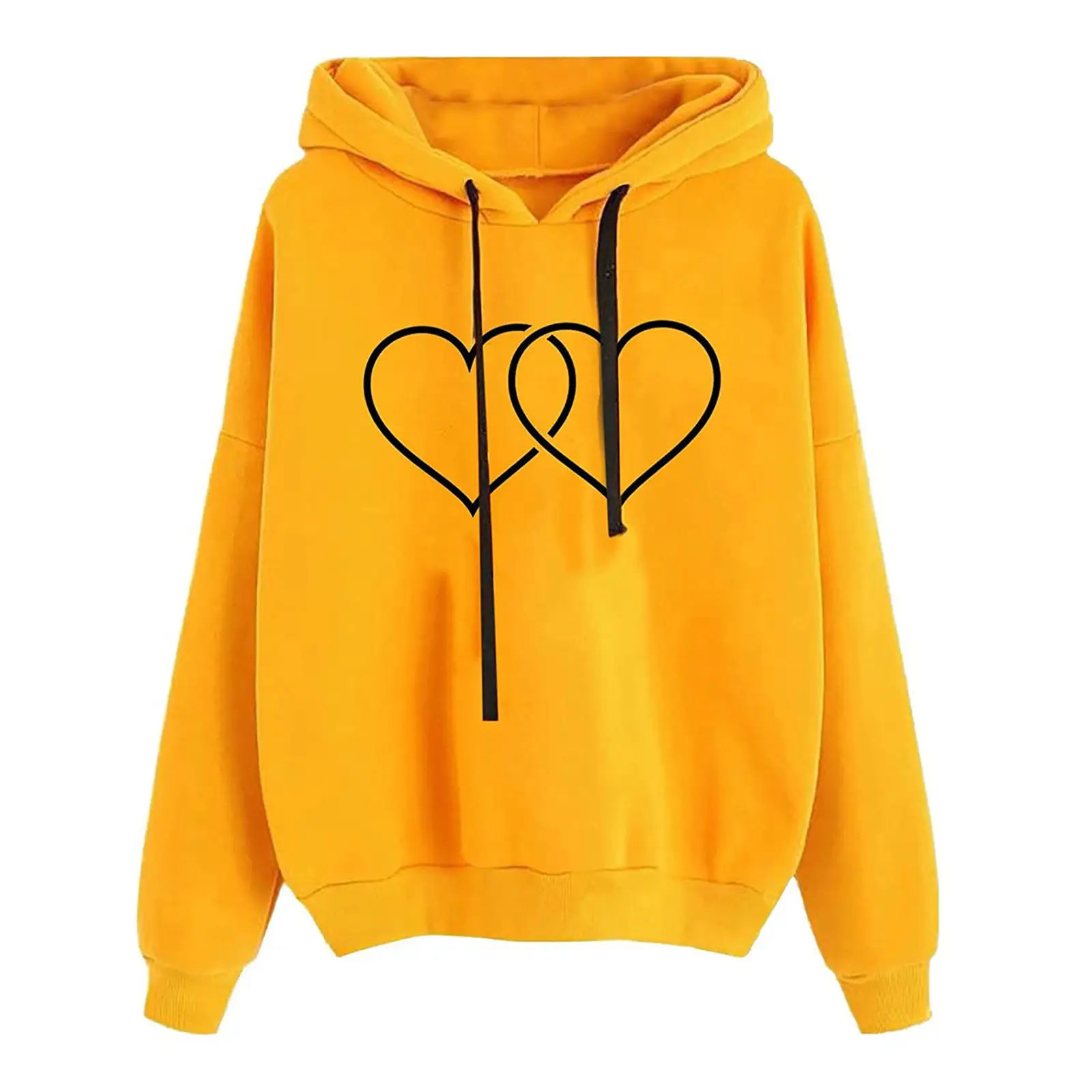 Women's Pink Heart Print Hoodie Sweatshirt - Image 3