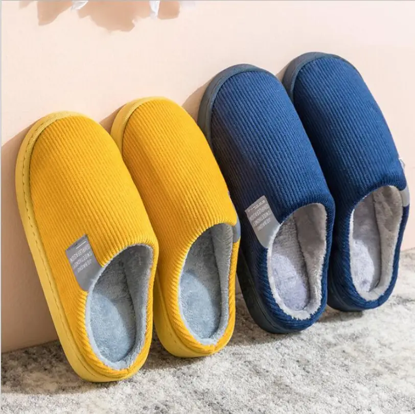 Classic Cloth Label Cotton Slippers Blow Bottom Home Non-slip Cotton Slippers for Men and Women Moon Shoes Mao Mao Slippers Hotel Shoes