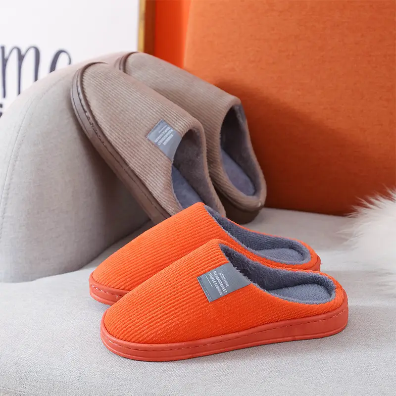 Classic Cloth Label Cotton Slippers Blow Bottom Home Non-slip Cotton Slippers for Men and Women Moon Shoes Mao Mao Slippers Hotel Shoes