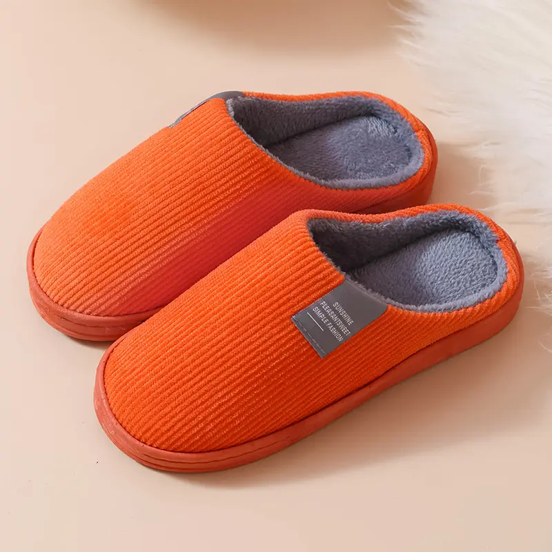 Classic Cloth Label Cotton Slippers Blow Bottom Home Non-slip Cotton Slippers for Men and Women Moon Shoes Mao Mao Slippers Hotel Shoes