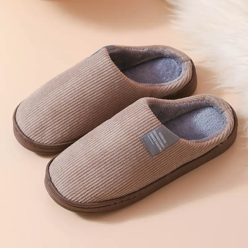 Classic Cloth Label Cotton Slippers Blow Bottom Home Non-slip Cotton Slippers for Men and Women Moon Shoes Mao Mao Slippers Hotel Shoes