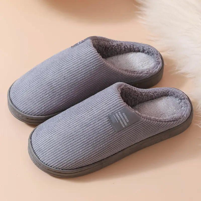 Classic Cloth Label Cotton Slippers Blow Bottom Home Non-slip Cotton Slippers for Men and Women Moon Shoes Mao Mao Slippers Hotel Shoes