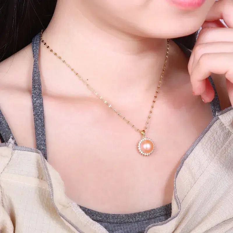 Korean Live Pearl Pendant with Zircon Set - Image 4