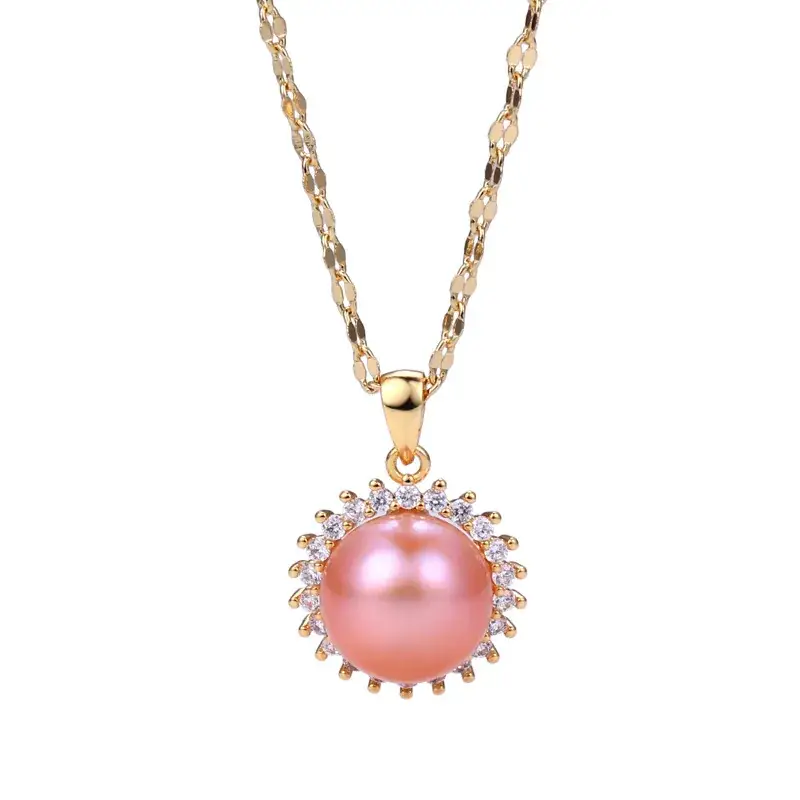 Korean Live Pearl Pendant with Zircon Set - Image 5