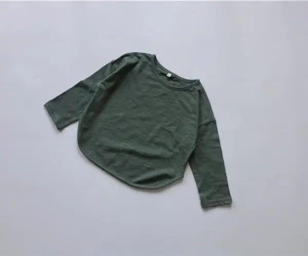 2026 Spring Boys T-Shirt Green Long Sleeve Korean Style - Image 4