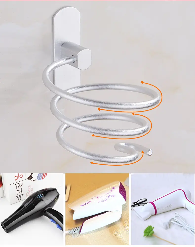 Non-Perforated Hair Dryer Rack Aluminum Wall Mount — feature 16