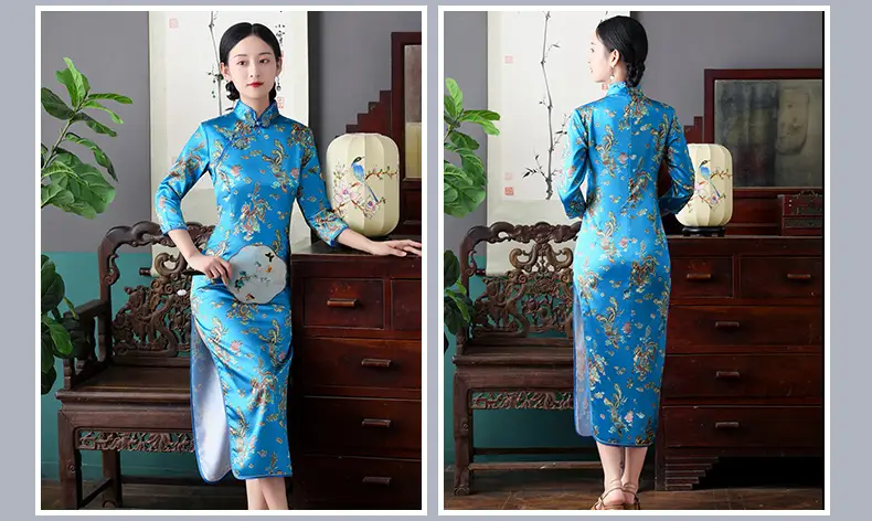 Red French Cheongsam 2021 Long Sleeve Mom Performance Dress — feature 18