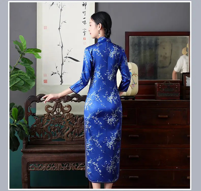 Red French Cheongsam 2021 Long Sleeve Mom Performance Dress — feature 28