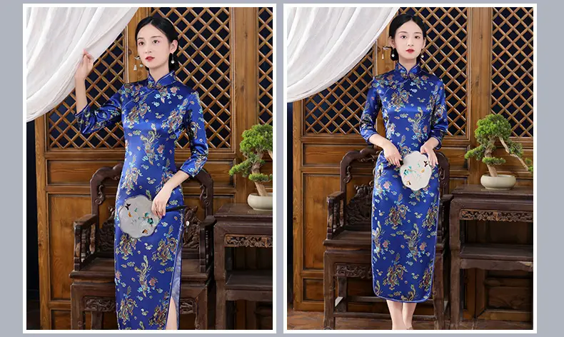 Red French Cheongsam 2021 Long Sleeve Mom Performance Dress — feature 29