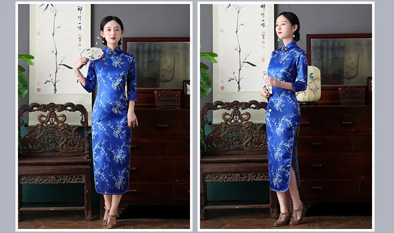 Red French Cheongsam 2021 Long Sleeve Mom Performance Dress — feature 31