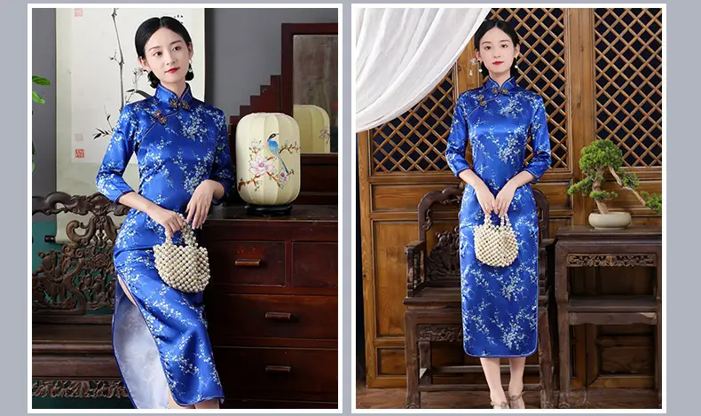 Red French Cheongsam 2021 Long Sleeve Mom Performance Dress — feature 32