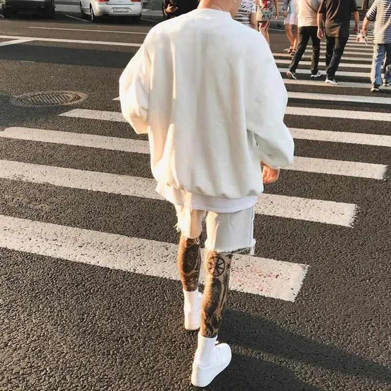 Men Grey Sweatshirt Set 2021 Spring Loose Fit - Image 16