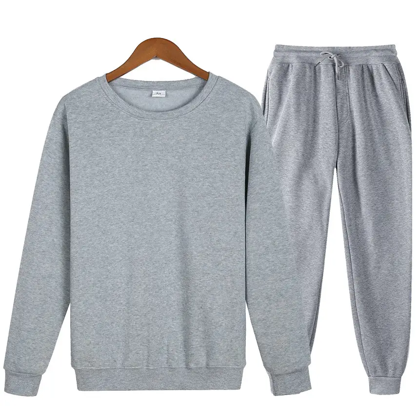 Men Grey Sweatshirt Set 2021 Spring Loose Fit - Image 8