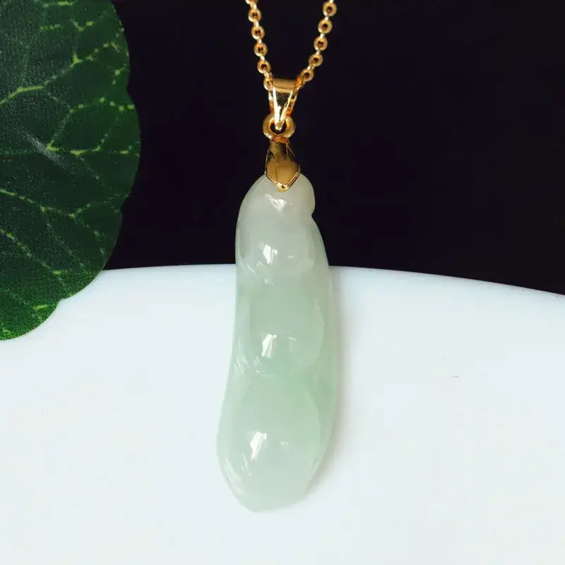 Guan Yu Natural Jade Pendant Four Seasons Bean Myanmar Grade - Image 4