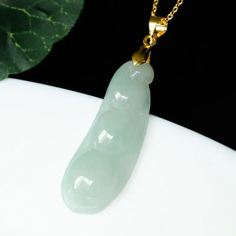 Guan Yu Natural Jade Pendant Four Seasons Bean Myanmar Grade - Image 5