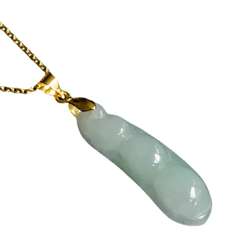 Guan Yu Natural Jade Pendant Four Seasons Bean Myanmar Grade - Image 7