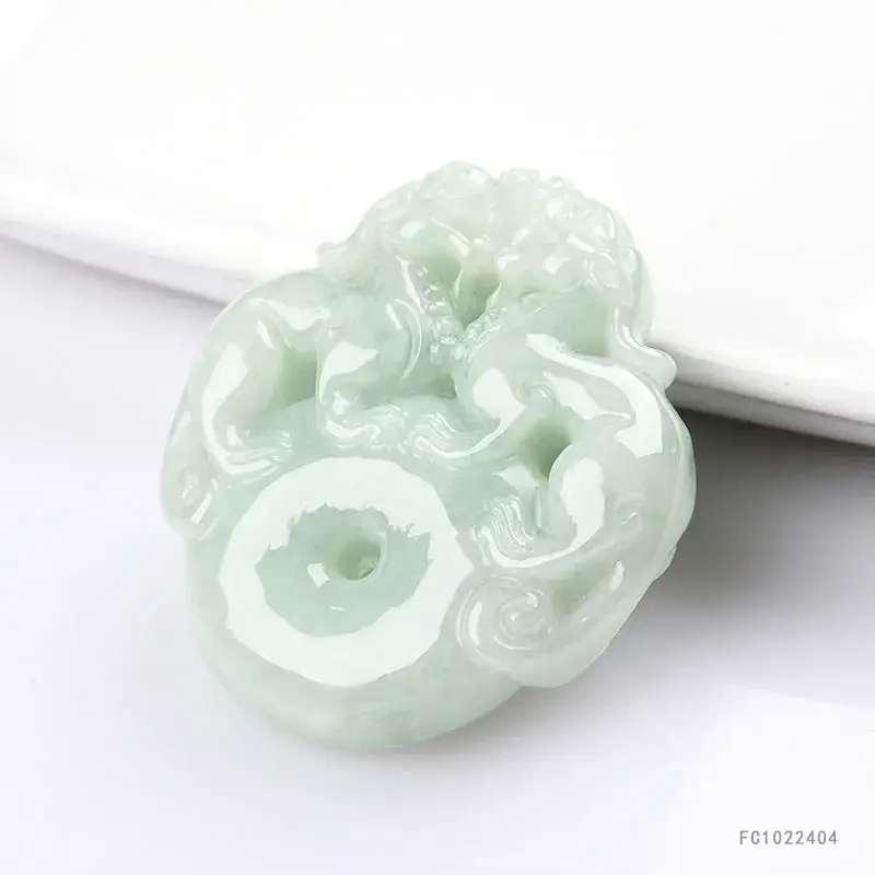 Natural Burmese Jade Pendant with Double Pixiu Design - Image 4