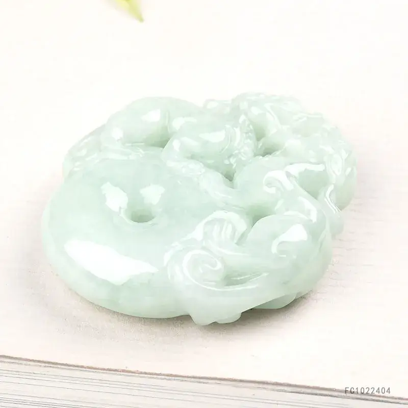 Natural Burmese Jade Pendant with Double Pixiu Design - Image 5