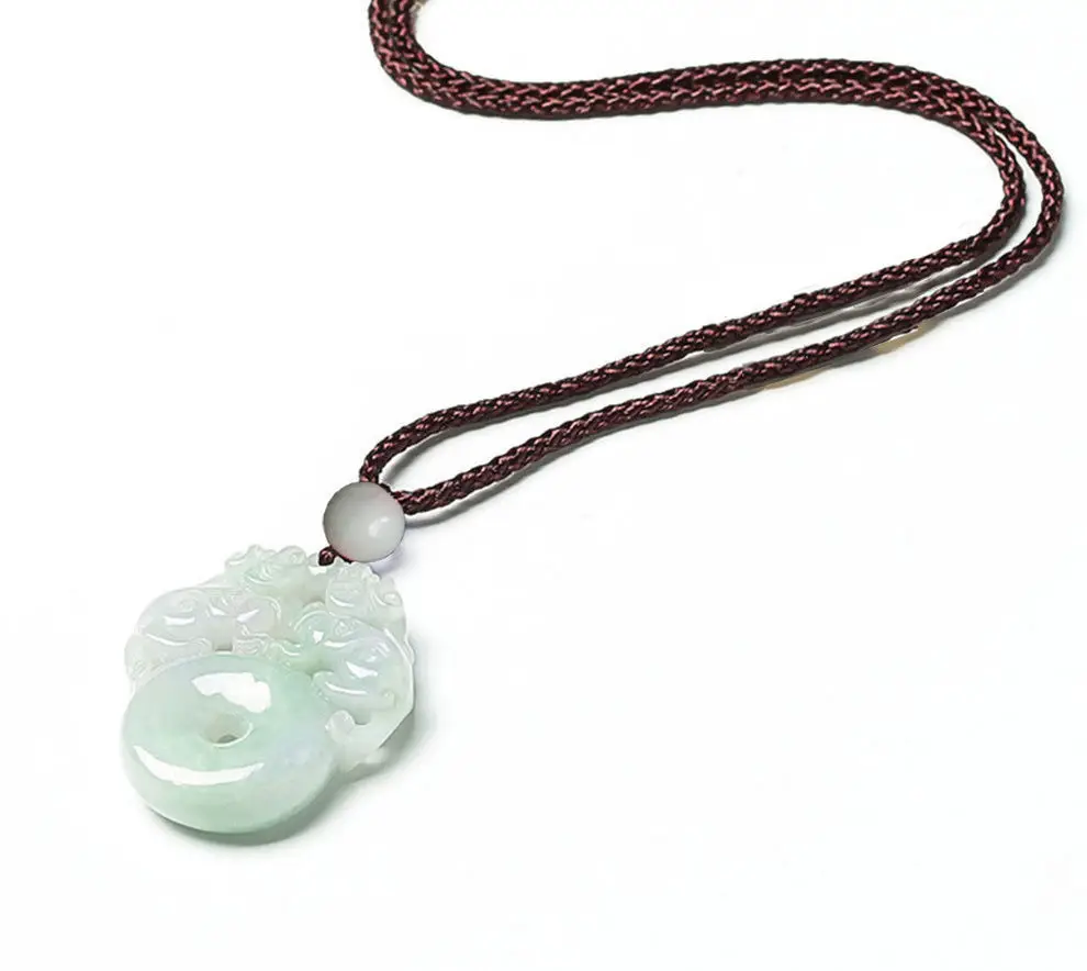 Natural Burmese Jade Pendant with Double Pixiu Design — feature 10