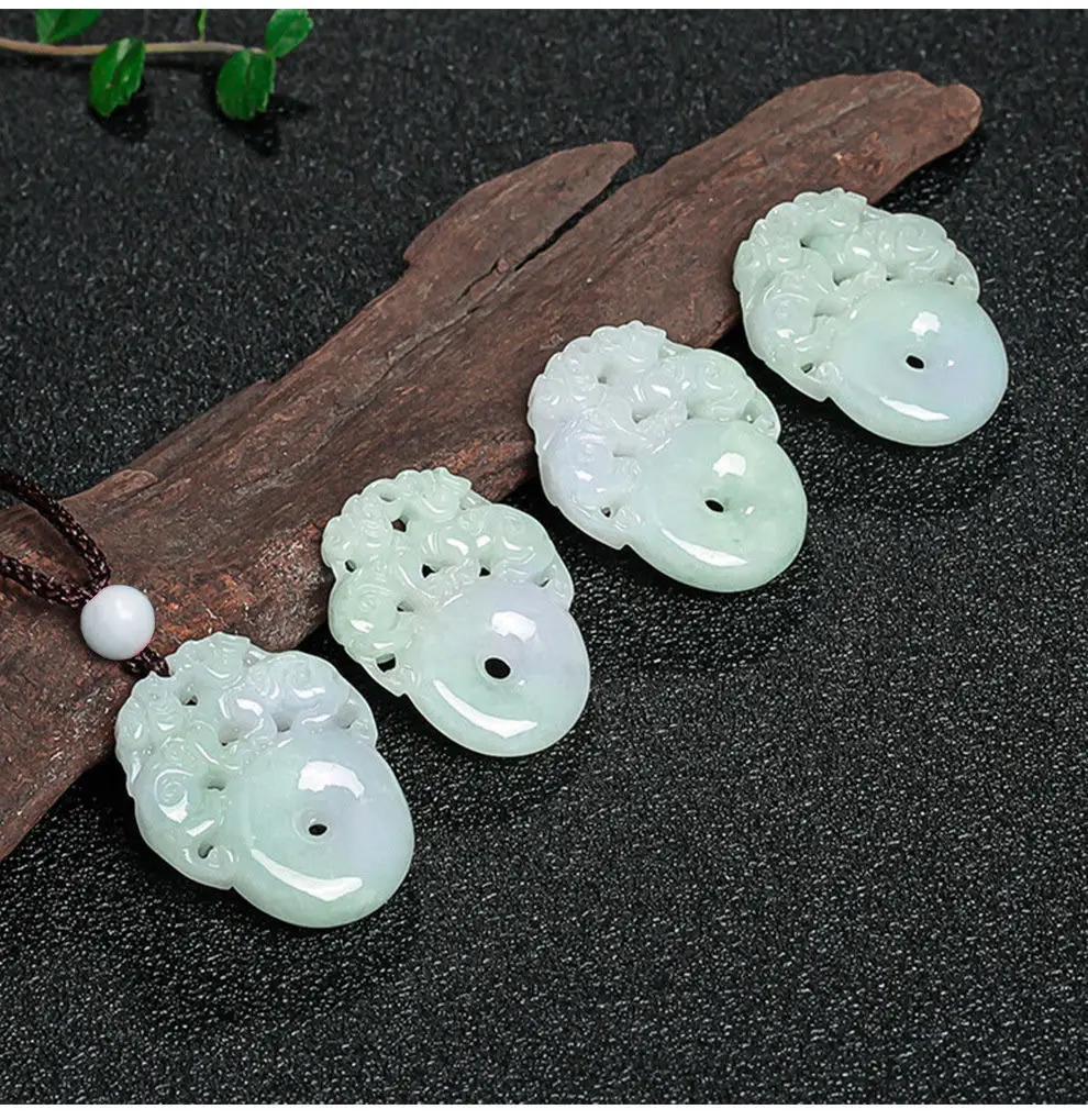Natural Burmese Jade Pendant with Double Pixiu Design — feature 9